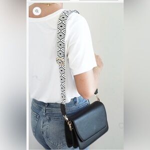 Jen & Co Noah Flap Over Geometric Guitar Strap Vegan Leather Crossbody Bag